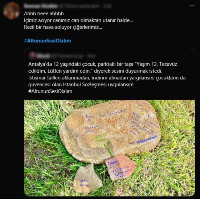 Taşa yazılan 'Adım Altun, yaşım 12 ve tecavüze uğruyorum' yazısı polisi alarma geçirdi