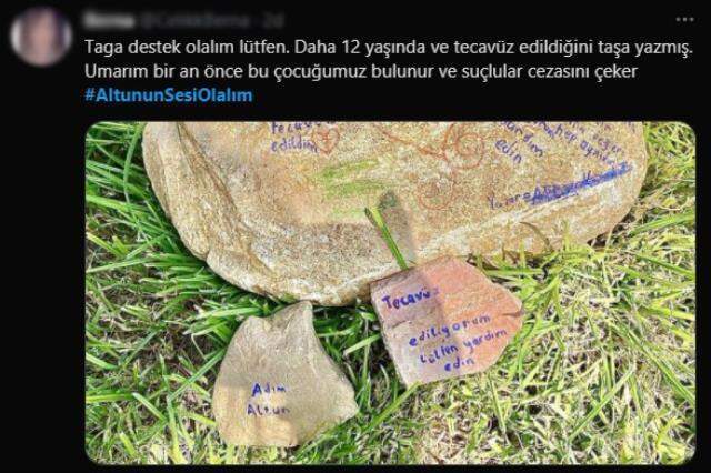 Taşa yazılan 'Adım Altun, yaşım 12 ve tecavüze uğruyorum' yazısı polisi alarma geçirdi