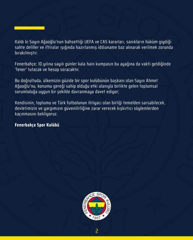 Ahmet Ağaoğlu'nun, '2010-11'de şike yapılmıştır' ifadesine F.Bahçe'den çok sert yanıt geldi Ahmet Ağaoğlu'nun, '2010-11'de şike yapılmıştır' ifadesine F.Bahçe'den çok sert yanıt geldi