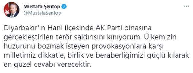 AK Parti Hani İlçe Başkanlığı'na yapılan molotof kokteylli saldırıya tepki yağıyor