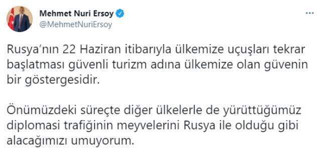 Son Dakika: Rusya'dan Türkiye'ye uçuşlar 22 Haziran'da başlıyor