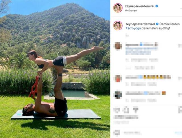 Volkan Demirel'in eşi Zeynep'le yoga yaptığı paylaşıma beğeni yağdı