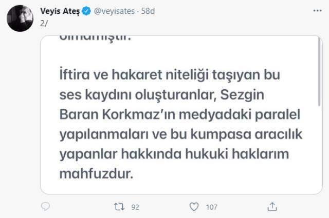 Veyis Ateş'ten 'ses kaydı' açıklaması: Montajlanma yöntemiyle oluşturulduğu açık