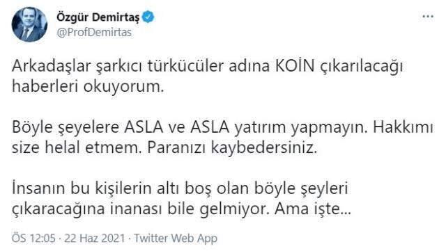 Ekonomist Özgür Demirtaş'tan kendi coin'ini çıkarmaya hazırlanan Emrah'a sert tepki