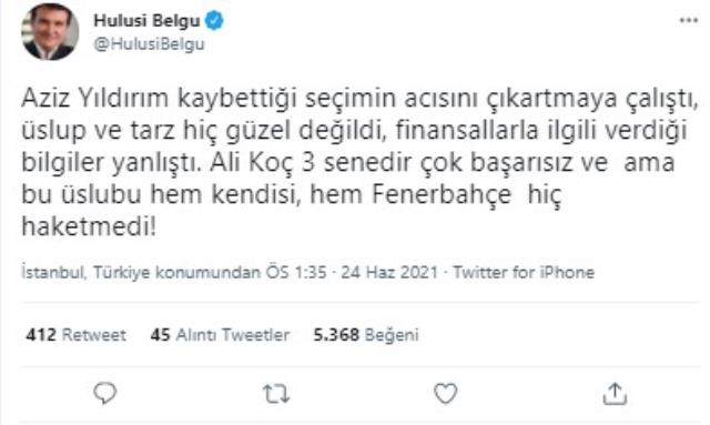 Bugün sosyal medyanın zirvesine çıkan Aziz Yıldırım'ın sözlerine tepki yağdı