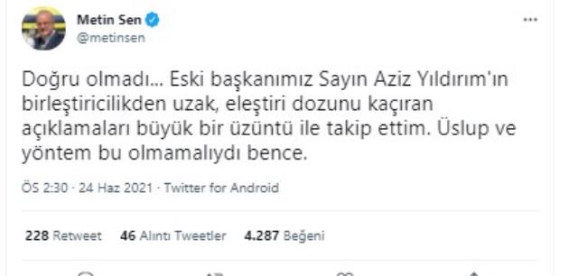 Bugün sosyal medyanın zirvesine çıkan Aziz Yıldırım'ın sözlerine tepki yağdı