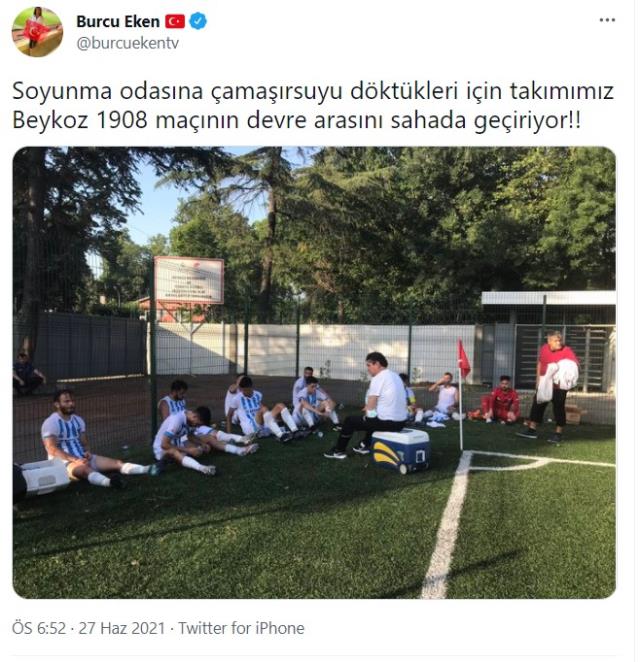 Soyunma odasına çamaşır suyu dökülen Alibeyköysporlu futbolcular, devre arasını sahada geçirdi