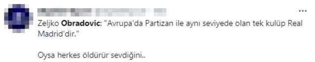 Obradovic'ten Fenerbahçelileri üzen sözler: Avrupa'da Partizan ile aynı seviyede olan tek kulüp Real Madrid'dir