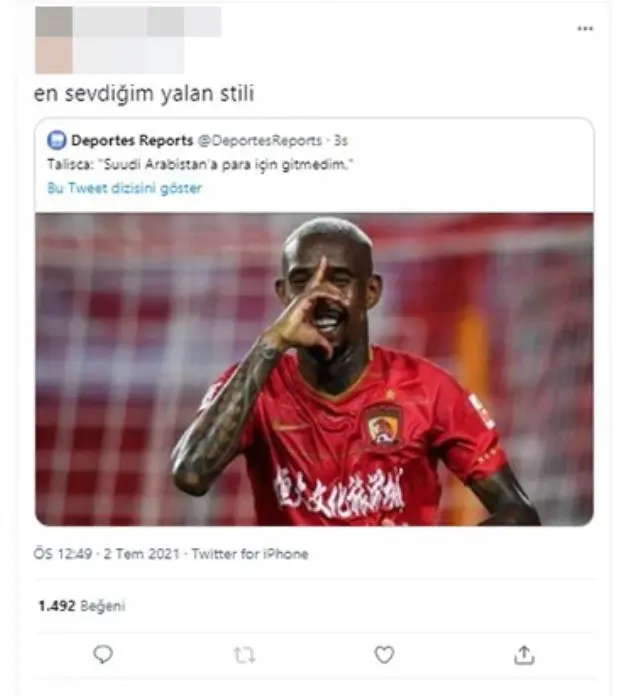 8 milyon euroya Suudi Arabistan ekibi Al Nasr ile anlaşan Talisca: Para için gelmedim