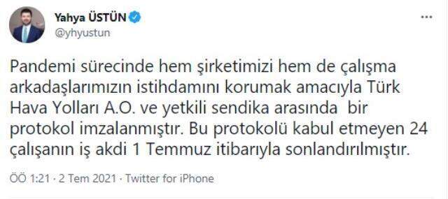 THY, 2 bin 500 personelin işten çıkarıldığı iddiasını yalanlandı THY, 2 bin 500 personelin işten çıkarıldığı iddiasını yalanlandı