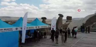 Kapadokya'da peribacaları manzaralı aşı kampanyası başladı