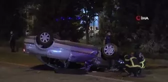 Nevşehir'de otomobil ağaçlara çarpan otomobil takla attı