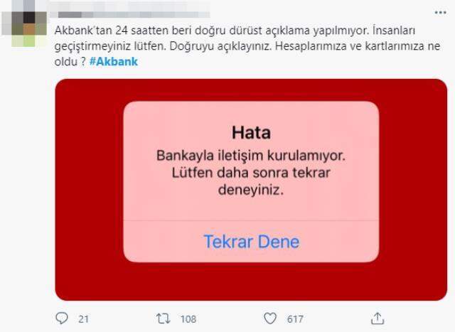 Dünya bankacılık tarihinde bir ilk! Akbank'ta sistem çökeli tam 31 saat oldu, tepkiler çığ gibi büyüyor Dünya bankacılık tarihinde bir ilk! Akbank'ta sistem çökeli tam 31 saat oldu, tepkiler çığ gibi büyüyor