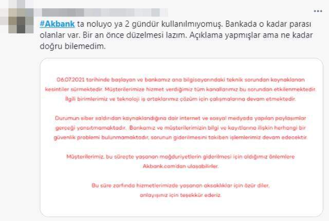 Dünya bankacılık tarihinde bir ilk! Akbank'ta sistem çökeli tam 31 saat oldu, tepkiler çığ gibi büyüyor Dünya bankacılık tarihinde bir ilk! Akbank'ta sistem çökeli tam 31 saat oldu, tepkiler çığ gibi büyüyor