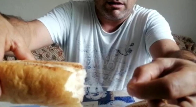 Sabah kahvaltıya oturan vatandaşın ikiye böldüğü ekmeğin içinden koca ip çıktı