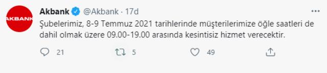 Akbank 2 gün boyunca mağdur olan müşterilerine 2 gün boyunca kesintisiz hizmet verecek