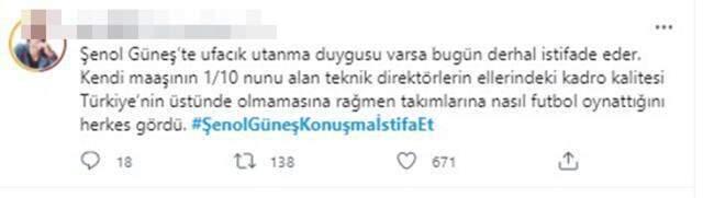 İstifaya davet edilen Milli Takım'ın hocası Şenol Güneş'e gösterilen tepki çok büyük