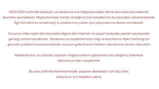 Son dakika! Sistemi çöken Akbank'tan açıklama: Sorun, ana bilgisayardaki arızadan kaynaklanıyor