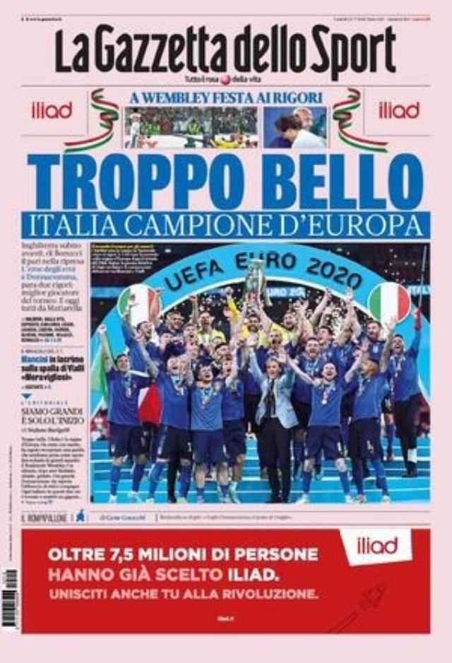 Avrupa basını, İtalya'nın kazandığı EURO 2020 finaline geniş yer ayırdı