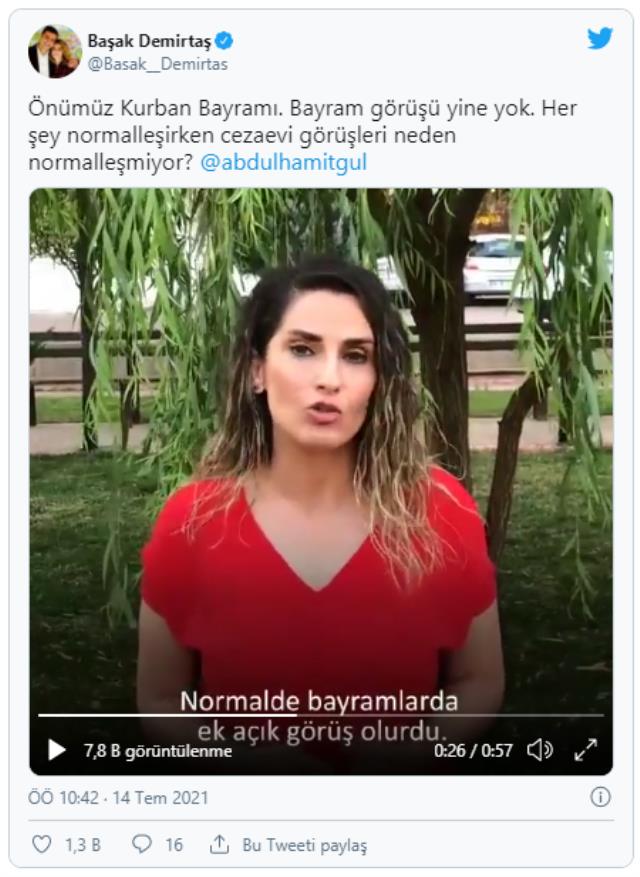 Başak Demirtaş, Adalet Bakanı Gül'e yayınladığı videoyla sordu: Cezaevlerinde bayram görüşü yapmanın kime ne zararı olabilir ki?