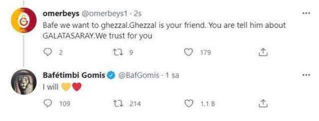 Galatasaraylı taraftar, Gomis'ten Ghezzal transferi için yardım istedi! Fransız yıldızdan cevap gecikmedi Galatasaraylı taraftar, Gomis'ten Ghezzal transferi için yardım istedi! Fransız yıldızdan cevap gecikmedi