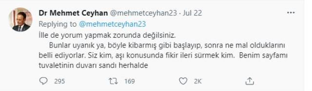 Prof. Mehmet Ceyhan yine takipçilerinden biriyle gerildi: Sayfamı tuvaletinin duvarı sandı herhalde