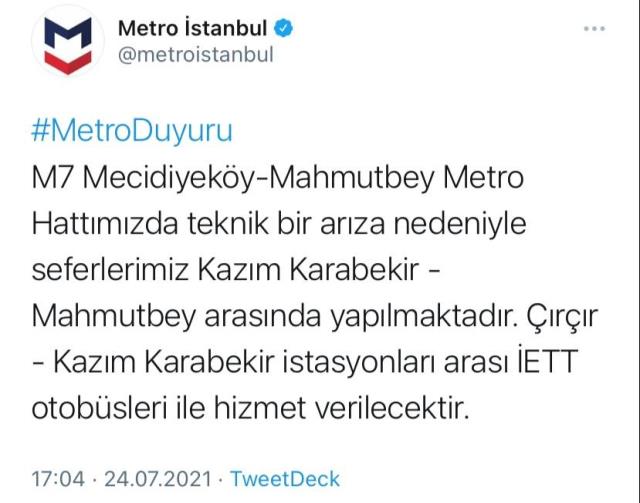 İstanbul metrosunda klima patlaması! Seferler aksadı