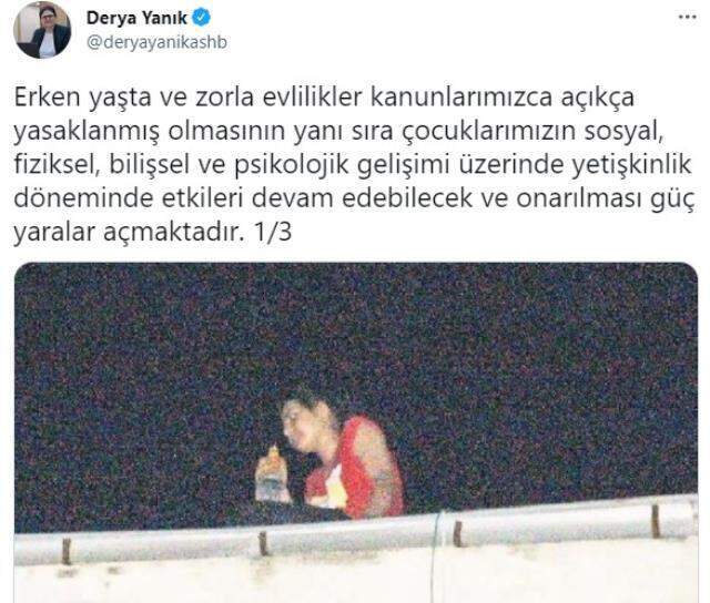 Aile ve Sosyal Hizmetler Bakanı Yanık'tan erken yaşta ve zorla evliliklerle ilişkin paylaşım Aile ve Sosyal Hizmetler Bakanı Yanık'tan erken yaşta ve zorla evliliklerle ilişkin paylaşım