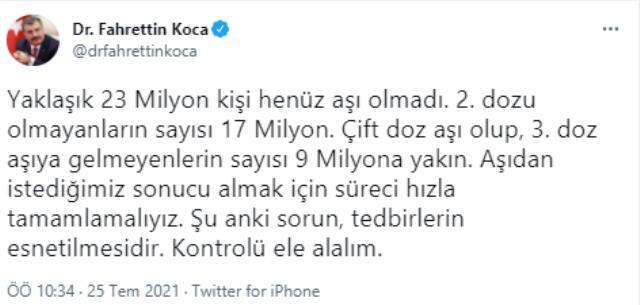 Son Dakika! Sağlık Bakanı Koca: Aşılama sürecini hızlandırmalıyız, şu anki sorun tedbirlerin esnetilmesi Son Dakika! Sağlık Bakanı Koca: Aşılama sürecini hızlandırmalıyız, şu anki sorun tedbirlerin esnetilmesi