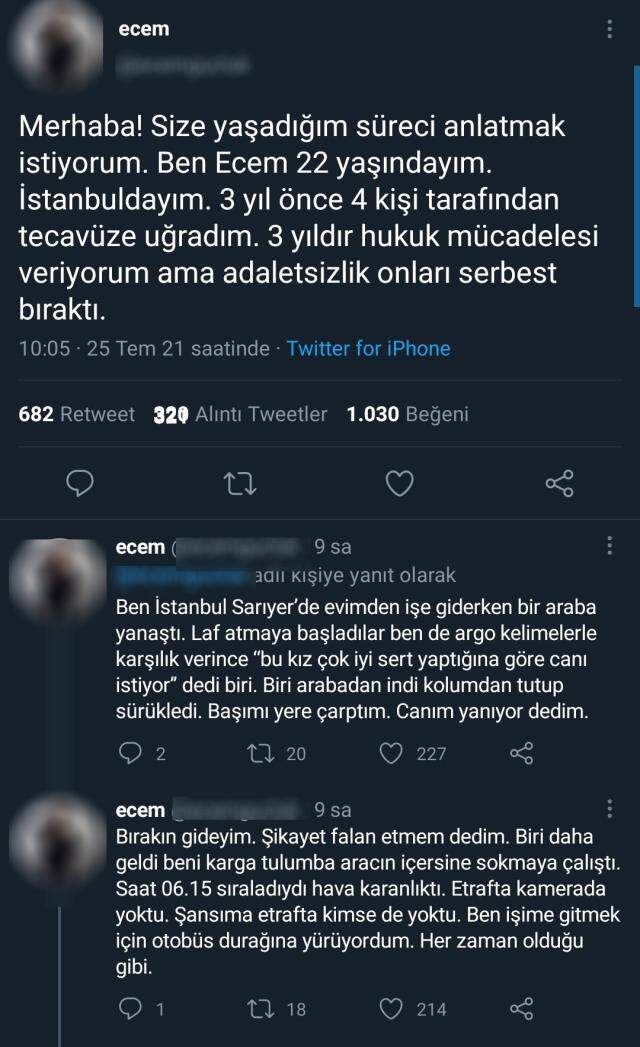 Sosyal medyayı ayağa kaldıran tecavüz iddiası! 22 yaşındaki genç kızın anlattıkları kan dondurdu Sosyal medyayı ayağa kaldıran tecavüz iddiası! 22 yaşındaki genç kızın anlattıkları kan dondurdu
