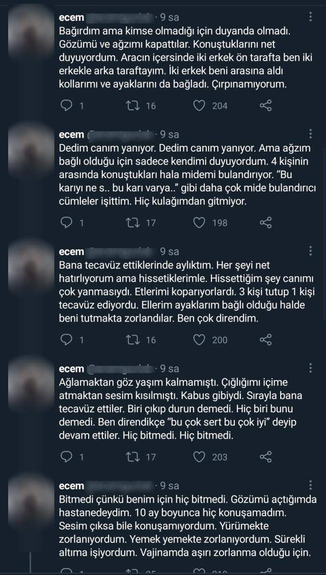 Sosyal medyayı ayağa kaldıran tecavüz iddiası! 22 yaşındaki genç kızın anlattıkları kan dondurdu Sosyal medyayı ayağa kaldıran tecavüz iddiası! 22 yaşındaki genç kızın anlattıkları kan dondurdu