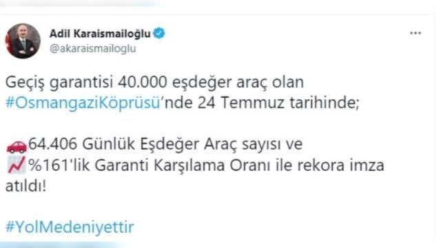 Osmangazi Köprüsü geçiş rekoru kırdı Osmangazi Köprüsü geçiş rekoru kırdı