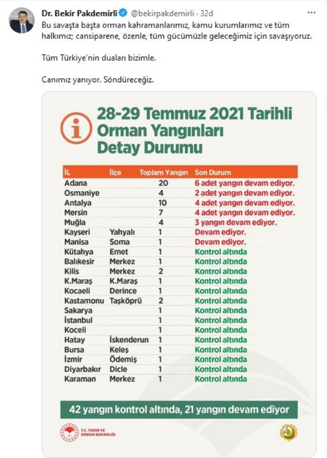 Türkiye felaketi yaşıyor! 7 ilde 21 noktada orman yangınları sürüyor