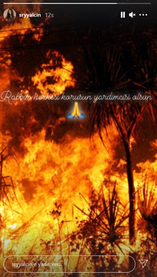 Bodrum'da yanan ormanın dumanına aldırış etmeden pozlar veren Süreyya Yalçın, tepki çeken paylaşımı sildi