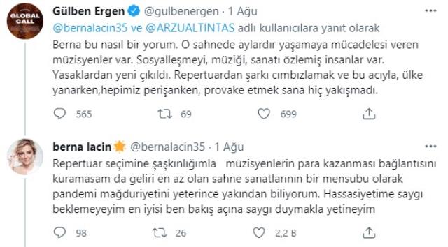 Berna Laçin ve Gülben Ergen sosyal medyada birbirine girdi