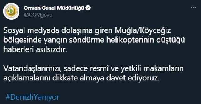 'Yangın söndürme helikopteri düştü' iddiasına Orman Genel Müdürlüğü'nden çok net yanıt: Haber asılsızdır