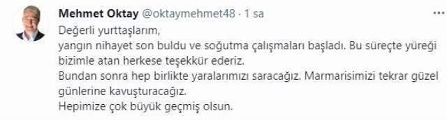 Marmaris Belediye Başkanı Mehmet Oktay, bölgedeki yangının sona erdiğini duyurdu Marmaris Belediye Başkanı Mehmet Oktay, bölgedeki yangının sona erdiğini duyurdu