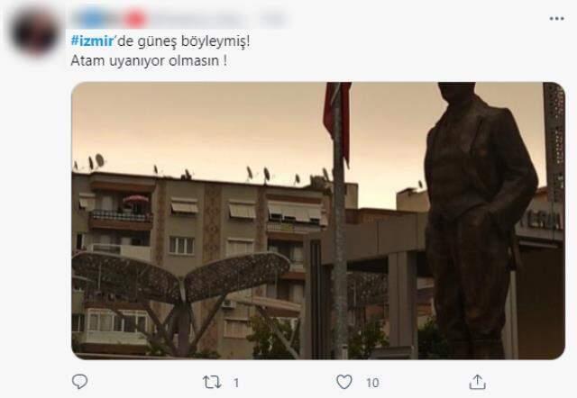 İzmirliler bu sabah sepya bir gökyüzüne uyandı! Vatandaşlar yaşadıkları endişeyle yorum üstüne yorum yaptı