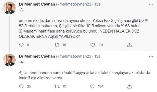 Mehmet Ceyhan, Bakan Koca'ya sordu: Madem inaktif aşı daha koruyucu, neden hâlâ ek doz olarak mRNA aşısı yapılıyor?