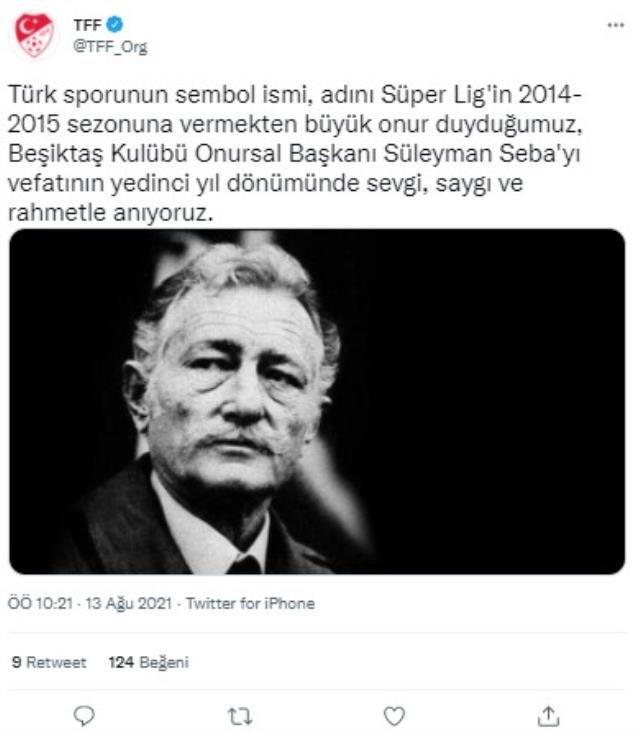 Fenerbahçe ve Galatasaray, ezeli rakip Beşiktaş'ın efsane başkanı Süleyman Seba'yı andı