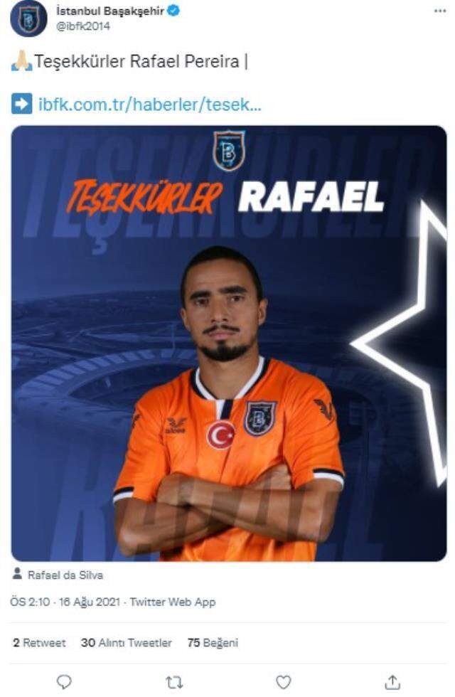 Başakşehir'de sürpriz ayrılık! Yıldız futbolcu Rafael'in sözleşmesi feshedildi Başakşehir'de sürpriz ayrılık! Yıldız futbolcu Rafael'in sözleşmesi feshedildi