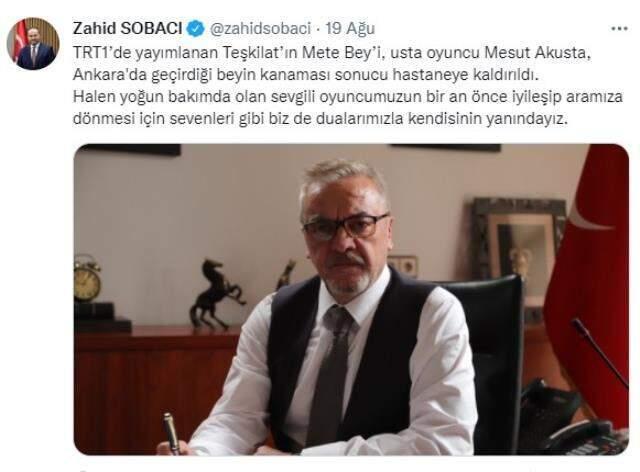 Beyin kanaması nedeniyle ameliyat olan Mesut Akusta, bugün uyandırılacak