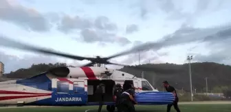 İçme suyu malzemeleri helikopter ile taşındı