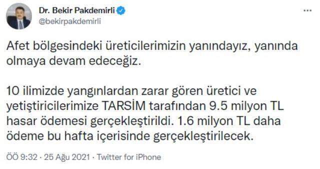 10 ilde yangınlardan zarar gören üretici ve yetiştiricilere 9,5 milyon lira hasar ödemesi yapıldı 10 ilde yangınlardan zarar gören üretici ve yetiştiricilere 9,5 milyon lira hasar ödemesi yapıldı