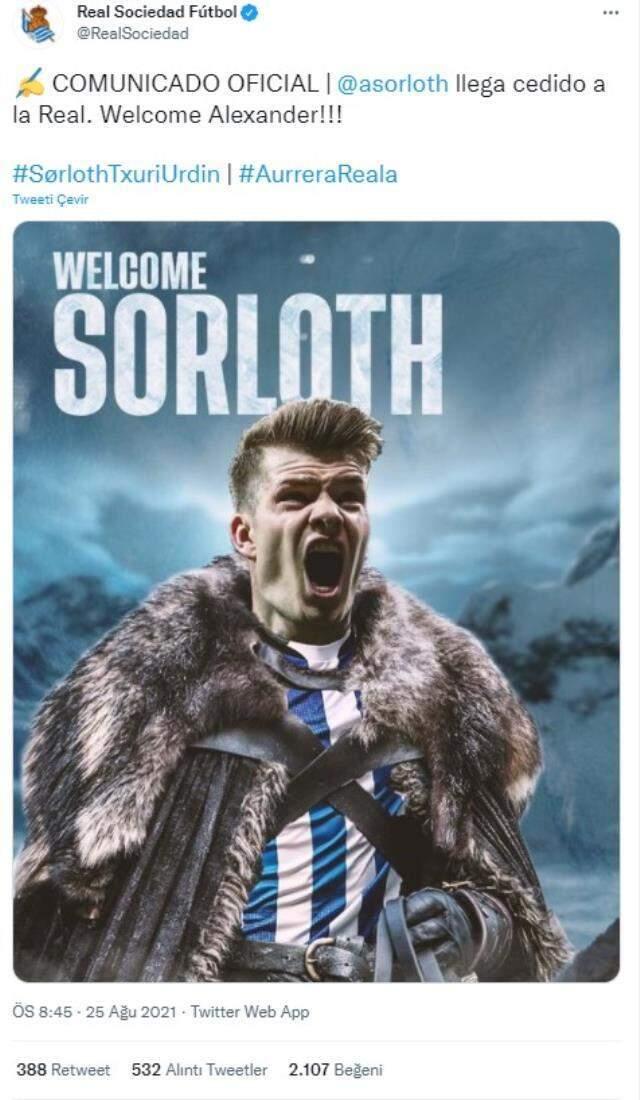 Alexander Sörloth resmen Real Sociedad'da! 1 yıl boyunca La Liga'da mücadele edecek