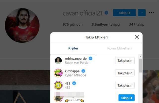 Edinson Cavani, 'Come to Fenerbahçe' mesajları atan taraftara karşılık verdi