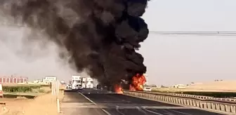 Kızıltepe'de kaza yapan tır alev alev yandı