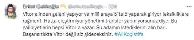 Transfer gelmeyince ortalık yangın yerine döndü! Vitor Pereira'ya sahip çıkan taraftarlar, Ali Koç'u istifaya davet etti Transfer gelmeyince ortalık yangın yerine döndü! Vitor Pereira'ya sahip çıkan taraftarlar, Ali Koç'u istifaya davet etti