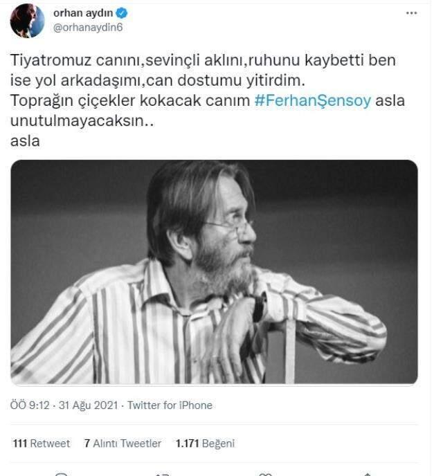 Ferhan Şensoy'un ölümü tüm Türkiye'yi yasa boğdu! Sanat ve siyaset dünyası usta oyuncuya böyle veda etti