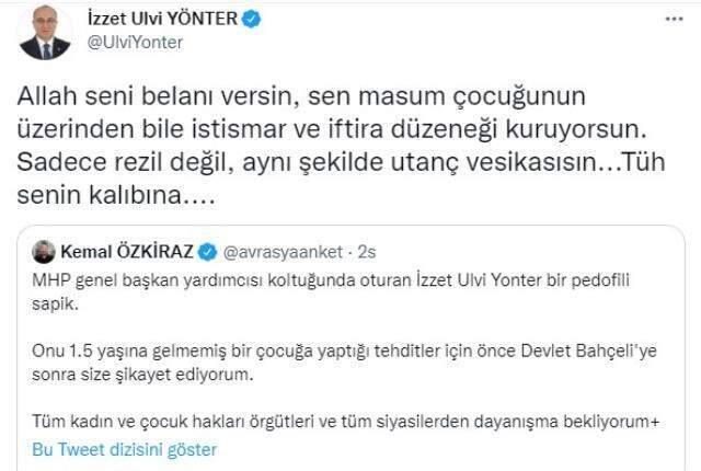 Avrasya Araştırma Başkanı Özkiraz: MHP Genel Başkan Yardımcısı Yönter beni tehdit etti